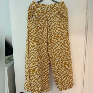 Free People Mustard and White Patterned Pants